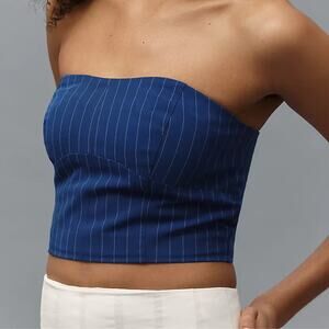 Walter Baker Tanvi Strapless Bustier Top Pinstripe Blue